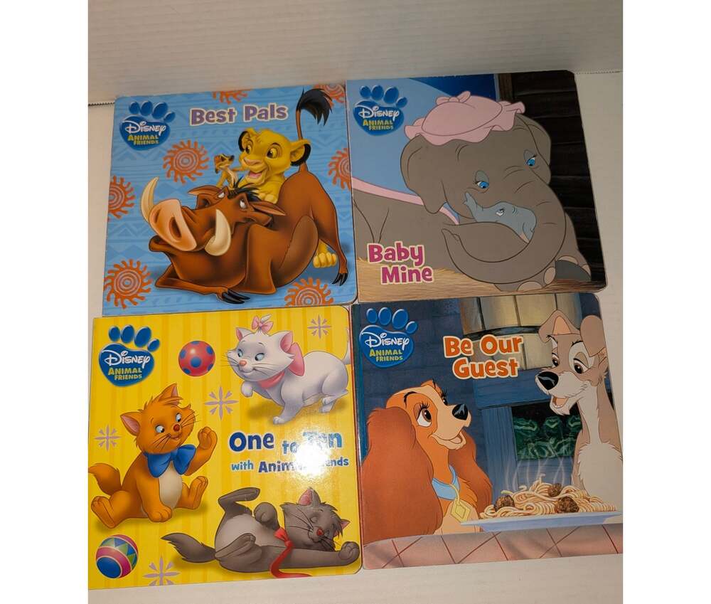 Lot of 4 Disney Animal Friends Board Books Lion King Dumbo Lady & The Tramp
